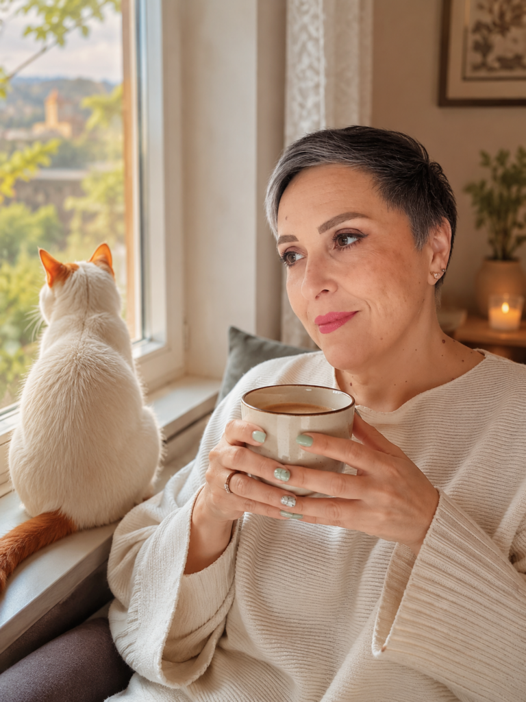 Cristina admin di Creablogfacile in un momento di relax col gatto