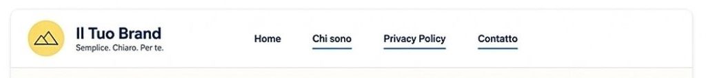 Esempio di header con menu e tre pagine principali